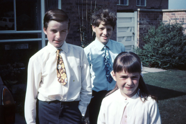 Paul, Phillip and Sharon in the 1970s outside Oxley Drive